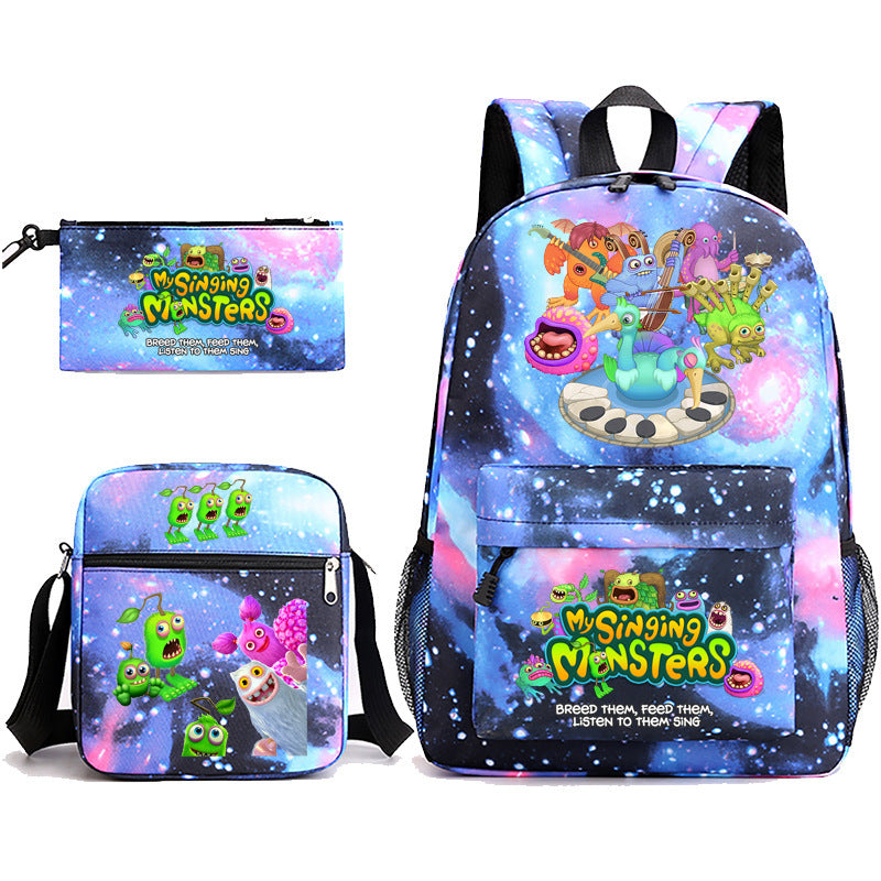 Game Monster Concert Pencil Three-piece Set Backpacks