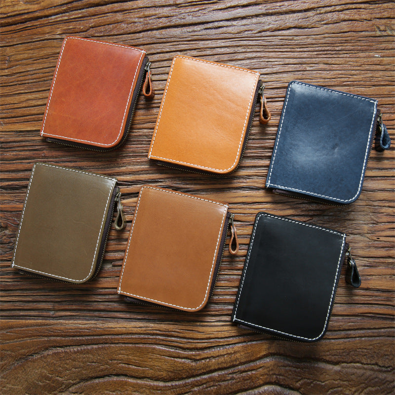 Men's Handmade Vintage Short Genuine Leather First Men's Wallets