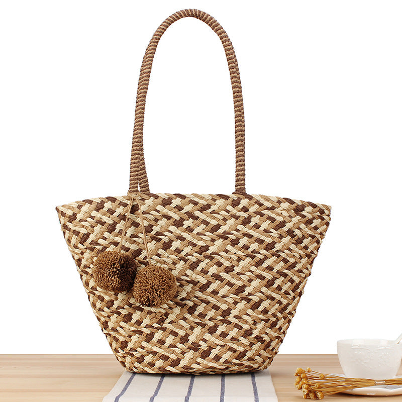 Women's Woven Large Capacity Fashion Trend Vacation Shoulder Bags