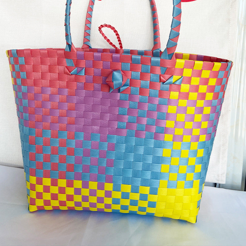 Summer Versatile Large Capacity Handmade Plastic Woven Women's Handbag