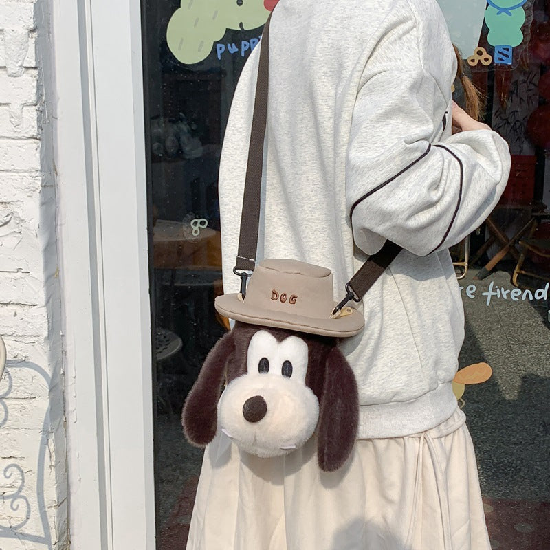 Big Ears Plush Portable Soft Adorable Hat Dog Women's Shoulder Bag