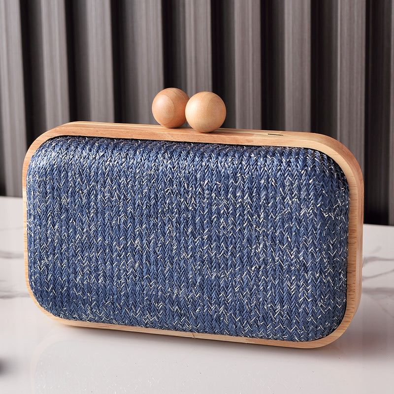 Frame Dinner Woven Fabric Clutch Daily Evening Bags