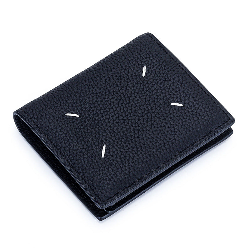 Women's Pure Cowhide Short Leather Folding Multiple Ladies Wallet