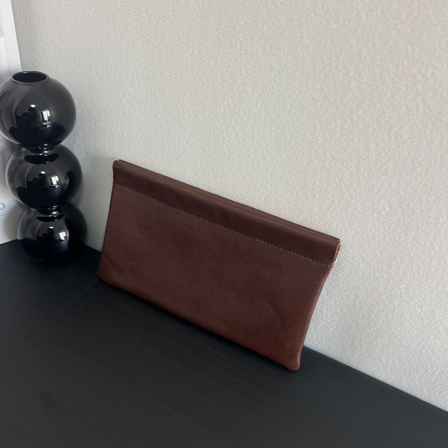 Simple Clutch Top Layer Cowhide Genuine Leather Earphone Ladies Wallets