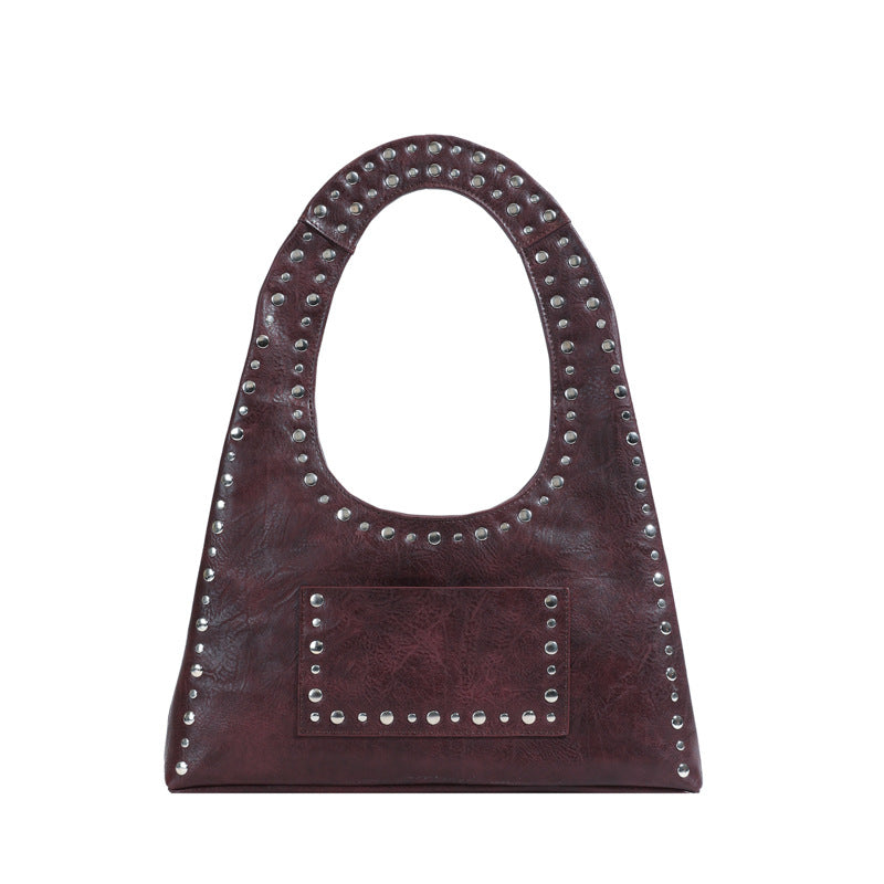 Fashion Motorcycle Oil Wax Leather Simple Waste Armpit Bags