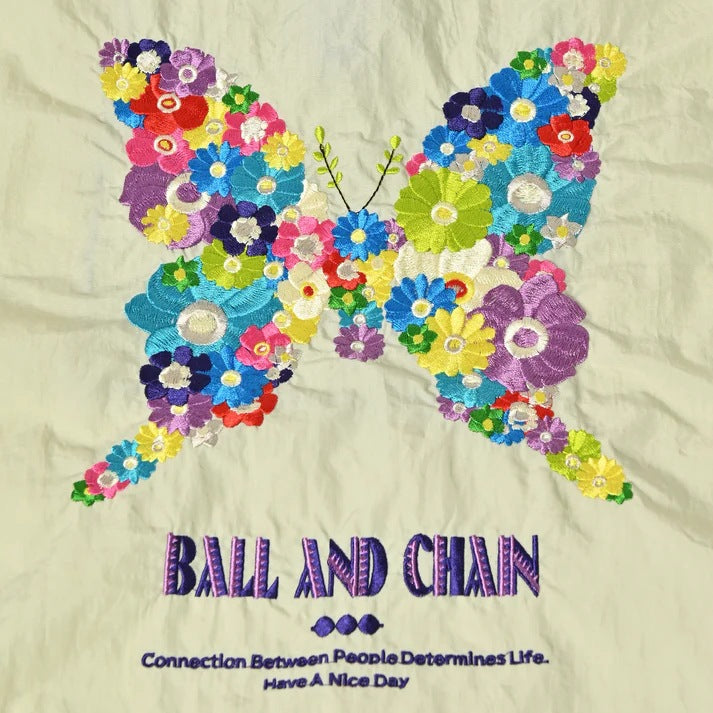 Niche Embroidered Nylon Shopping Butterfly Flower Portable Shoulder Bags