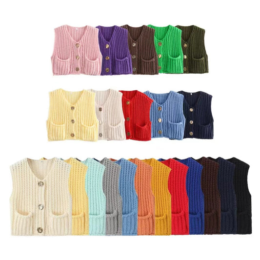 Women's Summer Street Fashion Thick Needle Knitted Vests