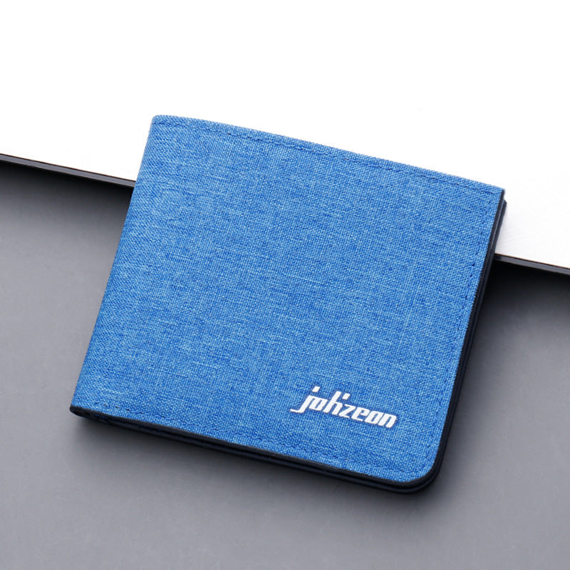 Men's Short Canvas Multiple Slots Horizontal Denim Men's Wallet