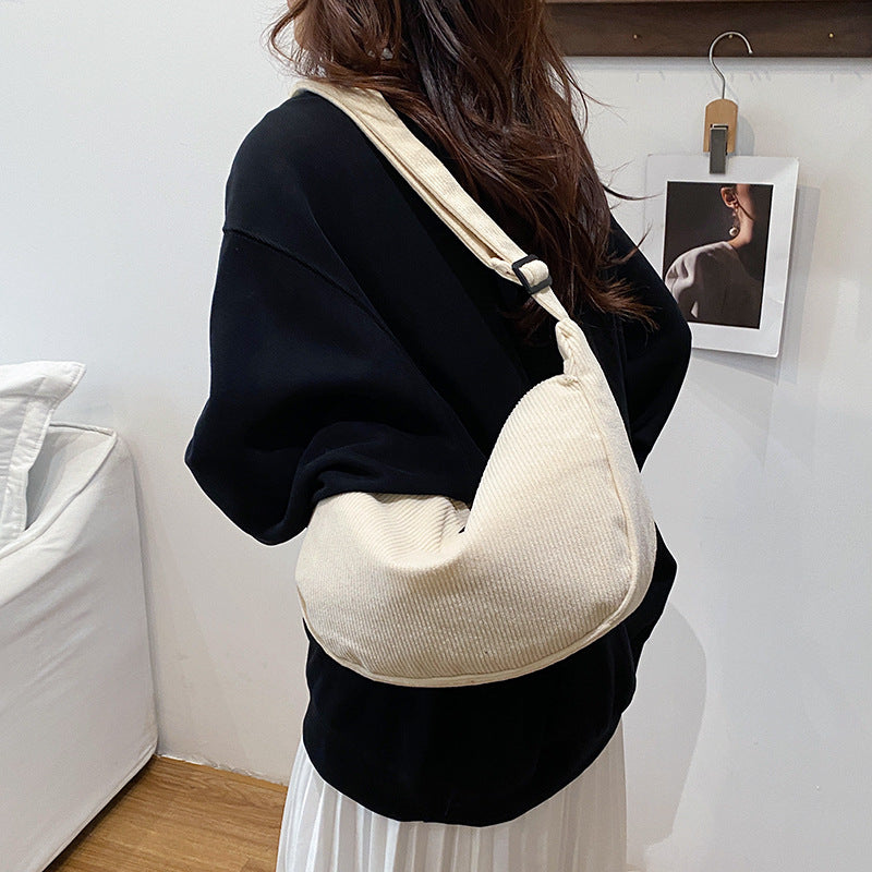Trendy Female Corduroy Class Large Capacity Shoulder Bags