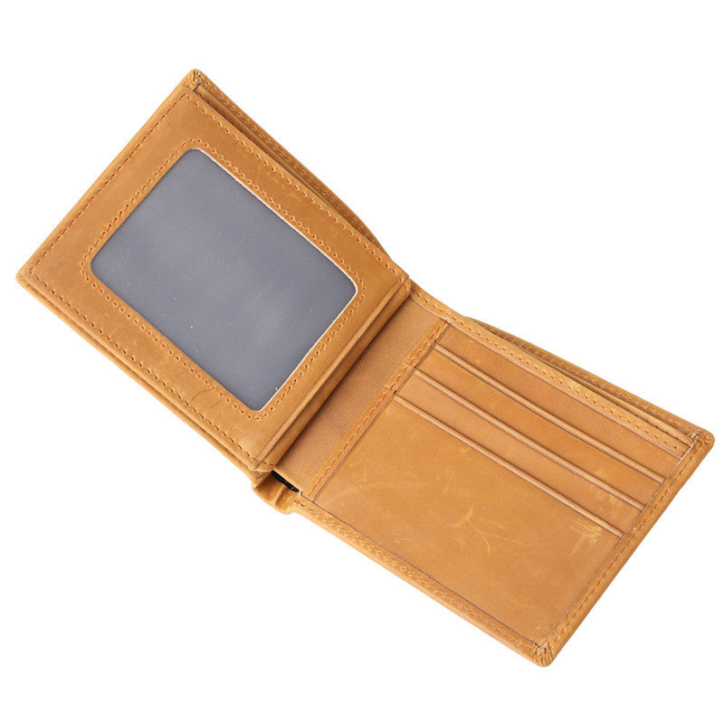 Men's Brown Crazy Horse Leather Multiple Slots Loose-leaf Men's Wallets