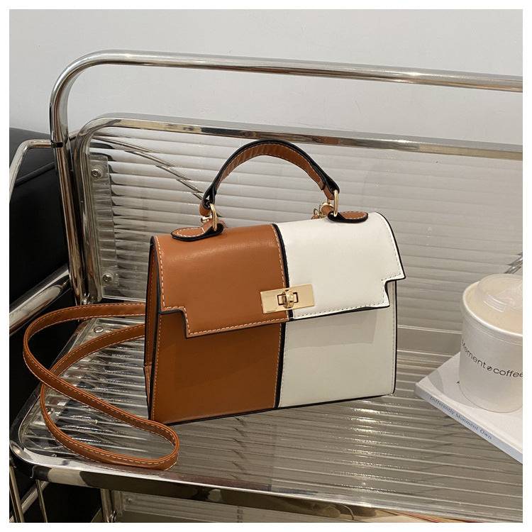 Women's Style Contrast Color Large Capacity Spring Fashion Stitching Texture Women's Shoulder Bag