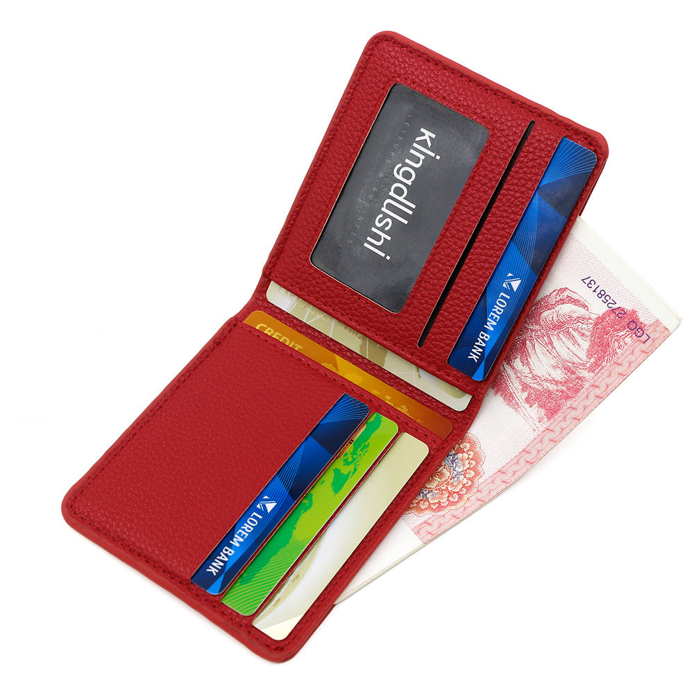 Women's Simple Short Two-fold Practical Soft Solid Color Portable Card Holder