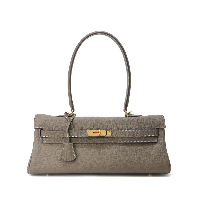 Women's Crosswise Large Size Callie Layer Cowhide Women's Shoulder Bag