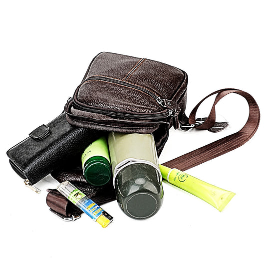Men's Leisure Top Layer Cowhide Tourism Large Men's Chest Bags