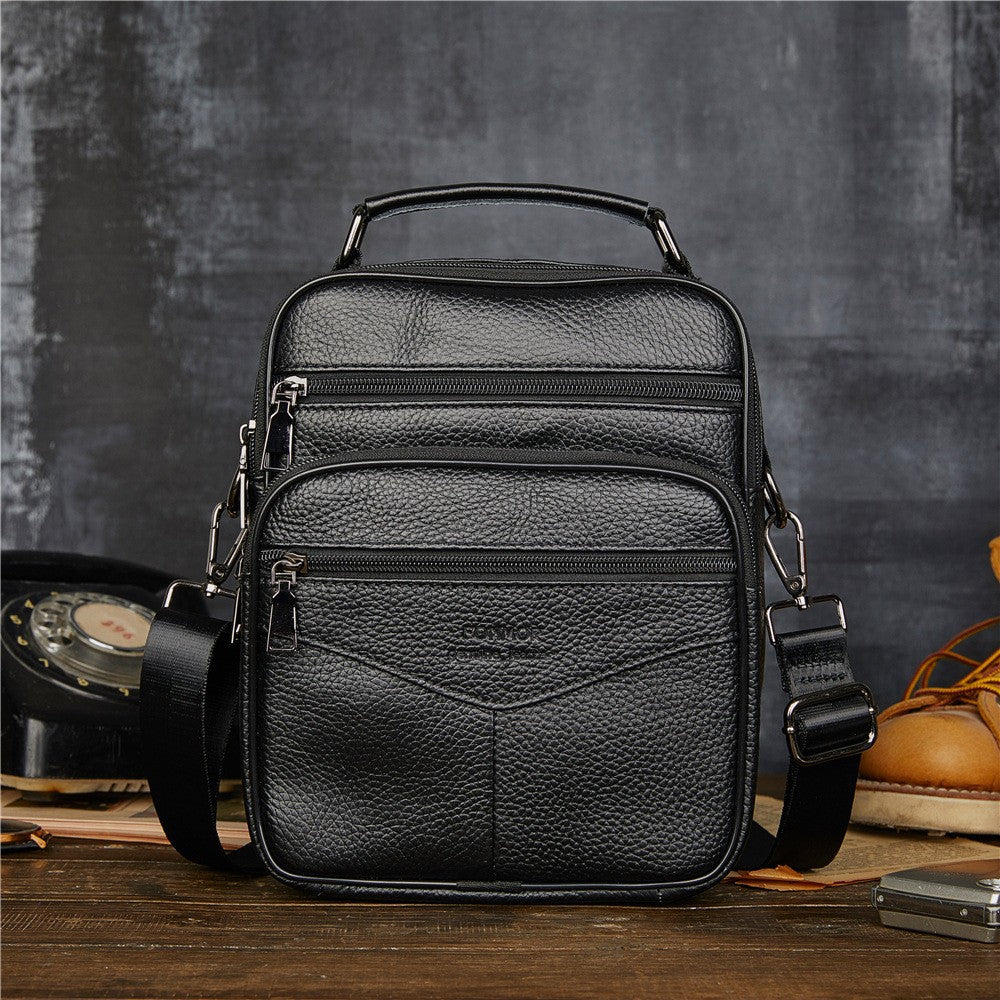 Men's Leather Vertical First Layer Cowhide Business Men's Shoulder Bags