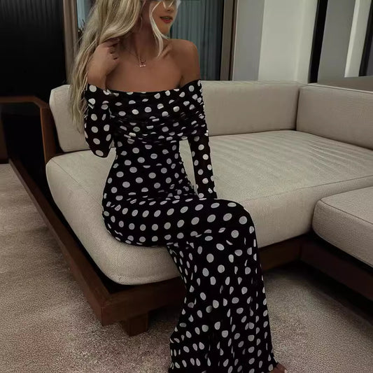 Women's Voile Polka Dot Stitching Sexy Slim Dresses