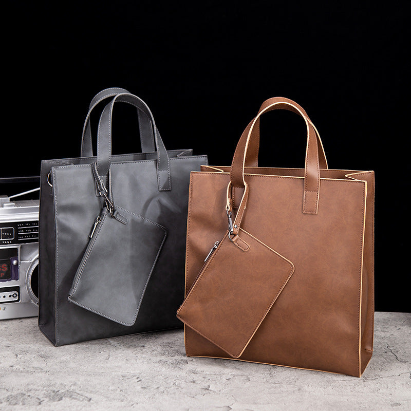 Men's Crazy Horse Leather Multifunctional Large Capacity Men's Handbags