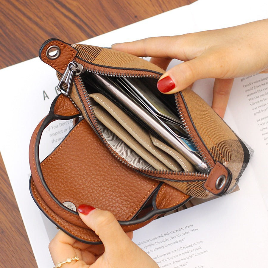 Fashion Canvas Trendy Leather Mini Mobile Bags