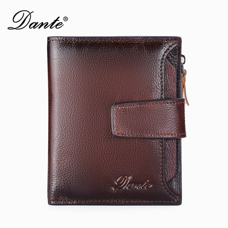 Men's Genuine Leather First Layer Cowhide Swiping Men's Wallets