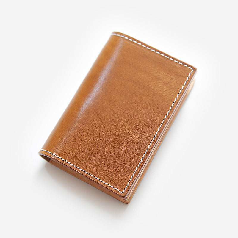 Women's & Men's Retro Hand Vegetable Cattlehide Large Capacity Leather Card Holder