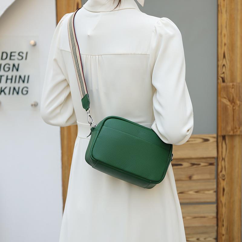 Women's Genuine Leather First Layer Cow Wide Strap Shoulder Bags
