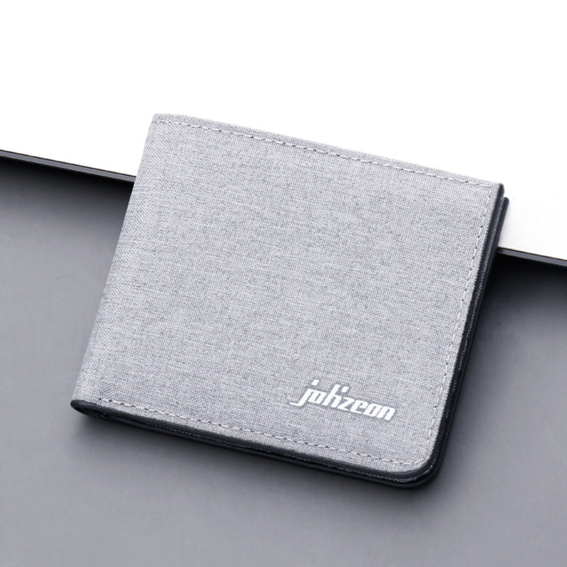 Men's Short Canvas Multiple Slots Horizontal Denim Men's Wallet