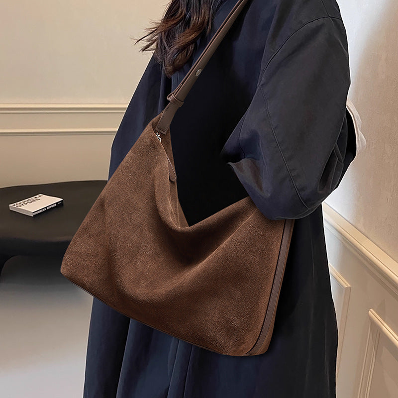 Women's Summer Frosted Suede Large Capacity Underarm Women's Messenger Bag