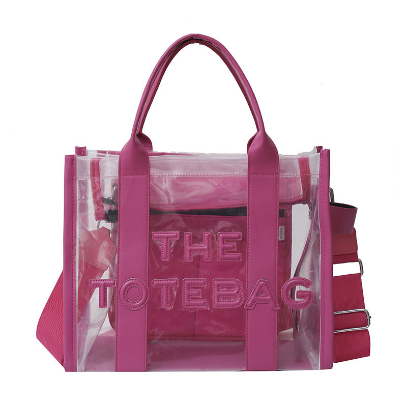 Women's Fashion Transparent Letter Beach Large Capacity Bags