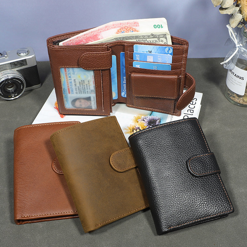 Innovative Unique Retro Cowhide Leather Swiping Men's Wallets