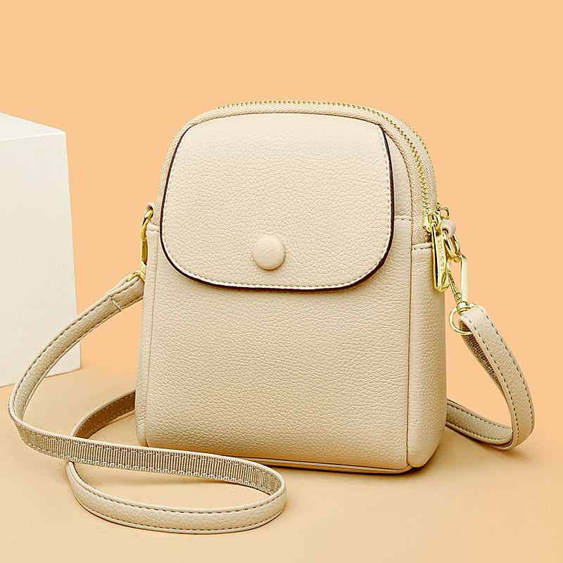 Women's Mobile Fashion Simple Soft Lychee Leather Pattern Women's Shoulder Bag