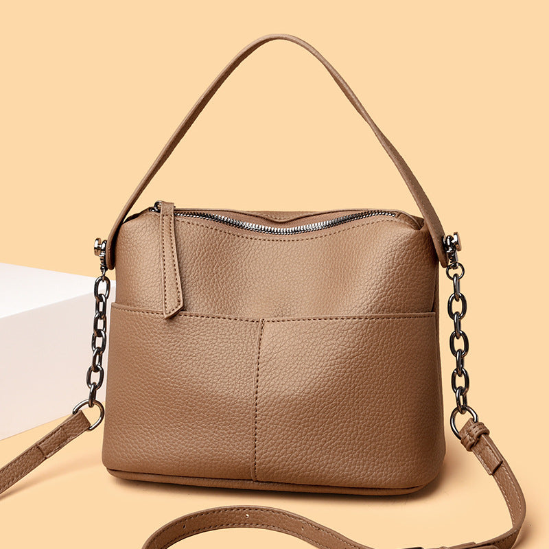Retro Large Capacity Simple Soft Leather Fashionable Stylish Versatile For Handbags