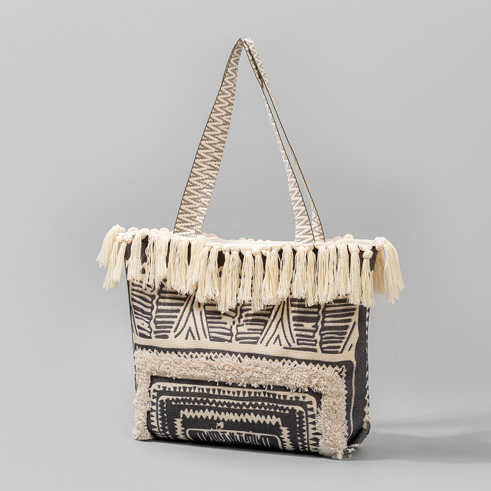 Canvas Large Capacity Female Seaside Vacation Shoulder Bags