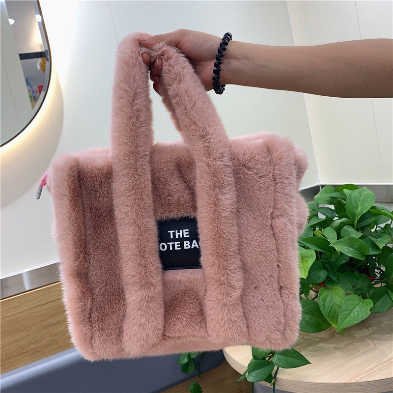 Women's Faux Fur Plush Shopping Commuter Bags