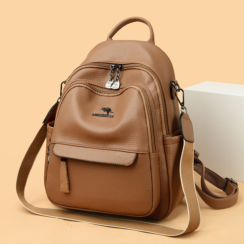 Women's Kangaroo Large Capacity Mom Soft Leather Backpacks