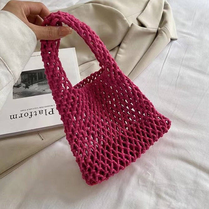 Handmade Woven Cotton String Hollow Style Fresh Bags