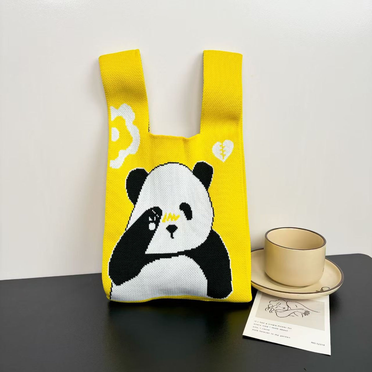 Women's Cute Panda Knitted Gift Niche High-grade Women's Handbag