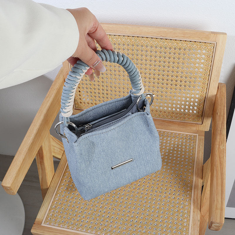 Women's Fashion Hand Carrying Box Imitation Denim Pattern Crossbody Bags