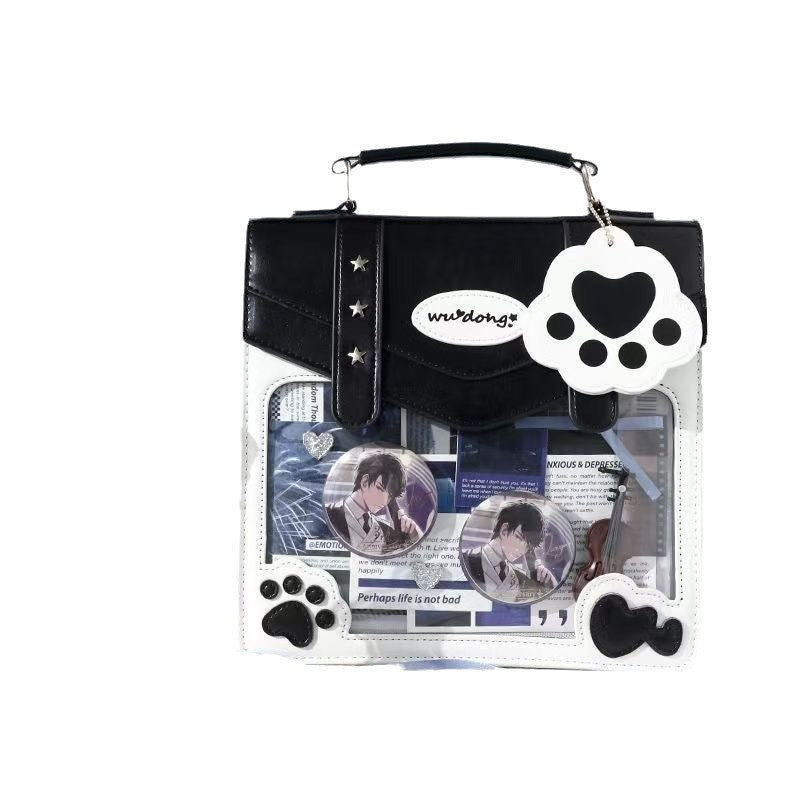Women's Everyday Joker Transparent Two-dimensional Badge Bar Backpacks