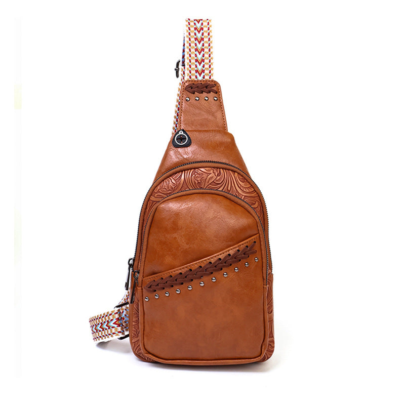 Women's Comfortable Unique Creative Stitching Leather Waist Packs