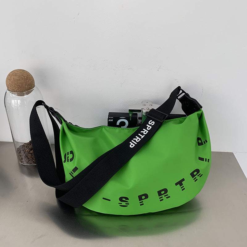 Women's Cloth Simple Letter Wide Straps Large Shoulder Bags