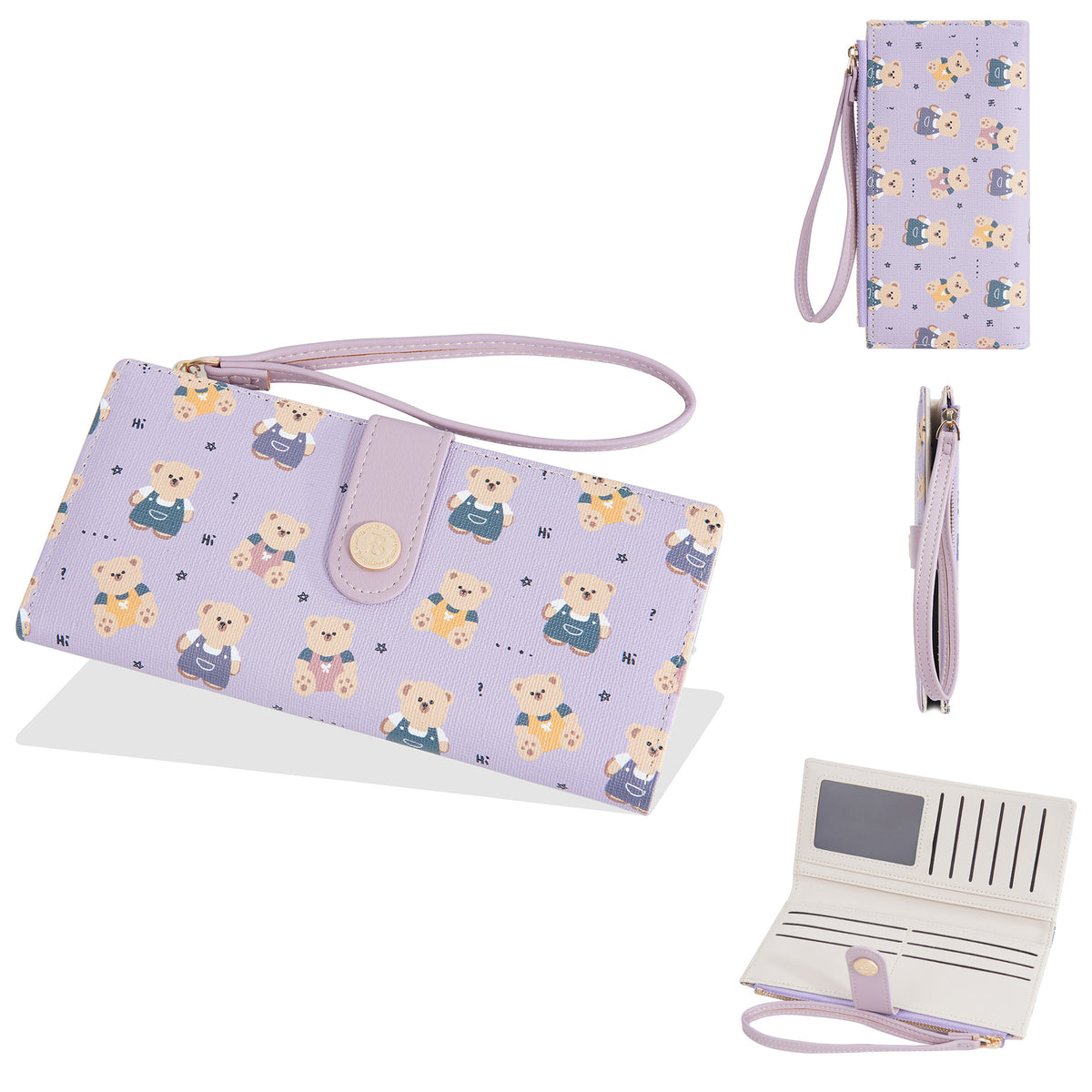Women's Korean Cute Bear Multi Slots Thin Ladies Wallet