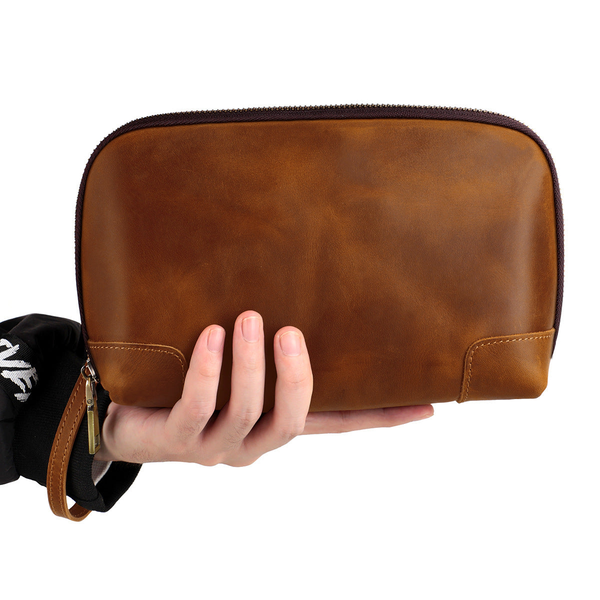 Men's Retro Crazy Horse Leather Clutch Headset Men's Handbags