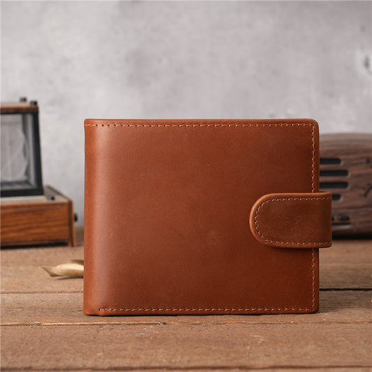 Men's Leather For Man Short First Layer Cowhide Multiple Slots Men's Wallets