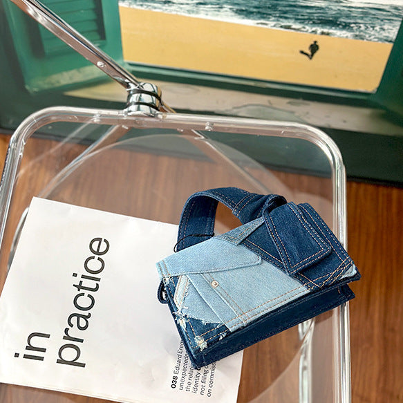 Trendy Denim Stitching Minority High-grade Hand Shoulder Bags