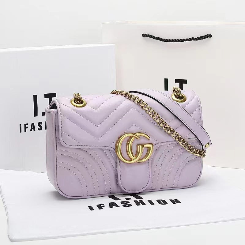 Women's Fashionable Heart Diamond Pattern Chain Shoulder Bags