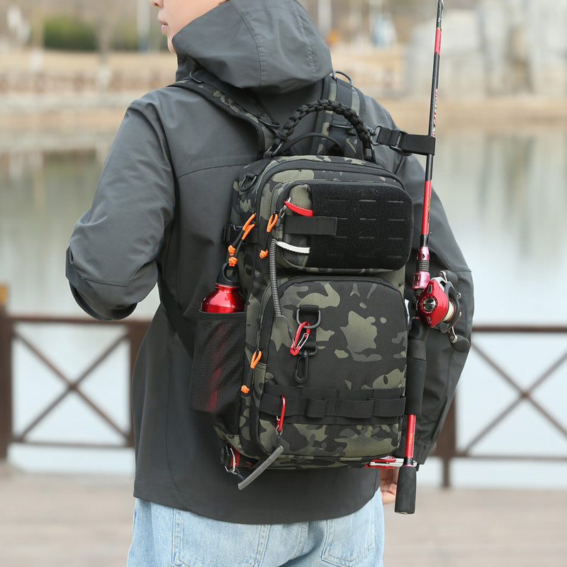 Men's Camouflage Lure Insertion Pole Fishing Large Sports Backpacks