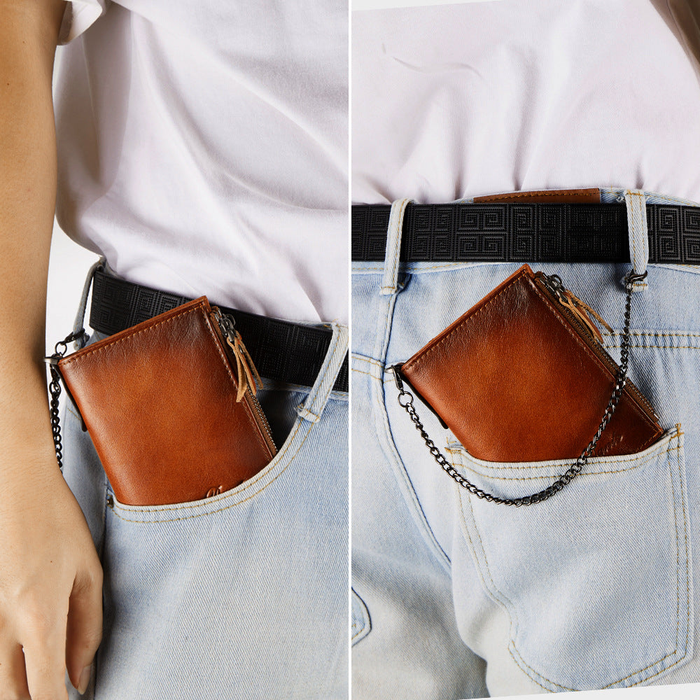 Layer Cowhide Rub Color Driving License Coin Purses