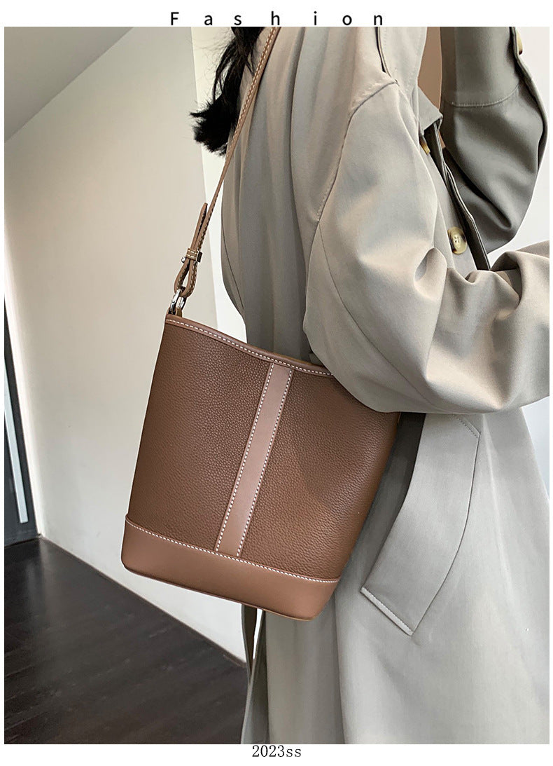 Women's Exquisite Genuine Leather Commuter First Layer Bucket Bags