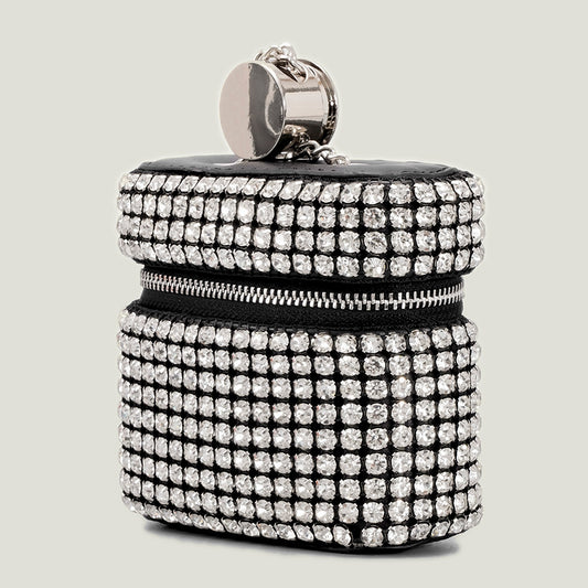 Women's Personalized Shiny Rhinestone Compact Mini Earphone Crossbody Bags