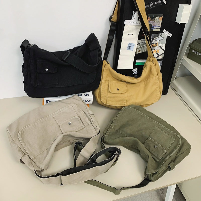 Women's & Men's Style Washed Canvas Idle Artistic College Women's Messenger Bag